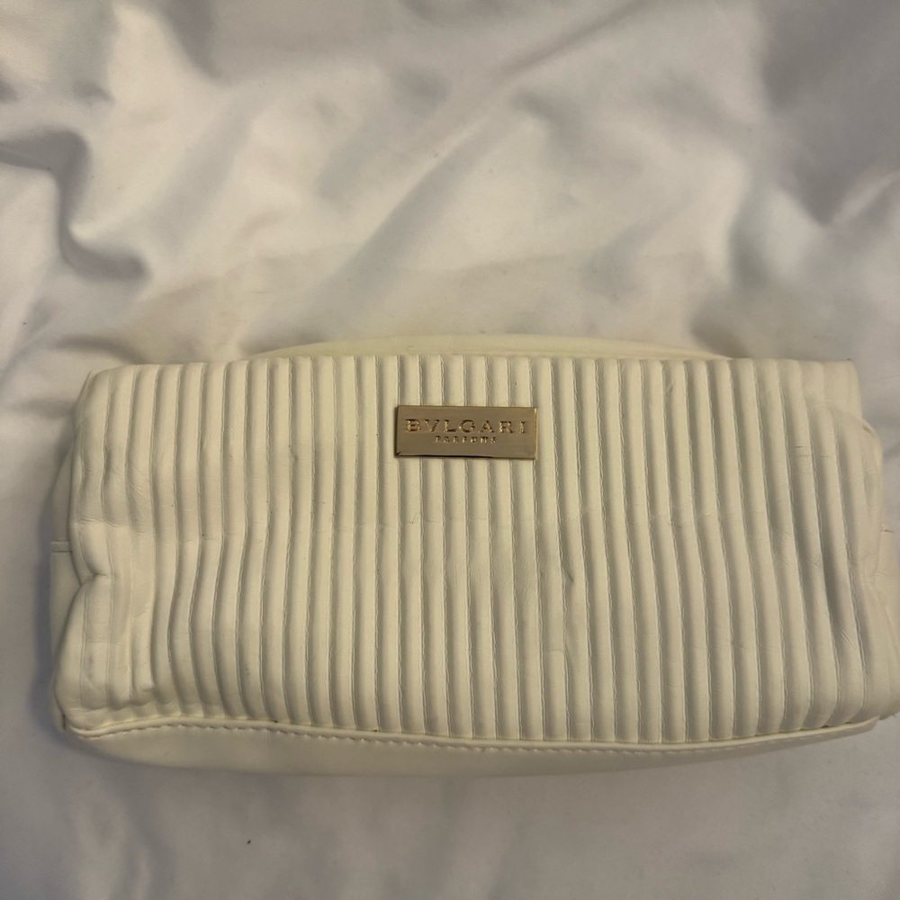 NWOT Bvlgari Faux Leather Fluted Cosmetic Bag